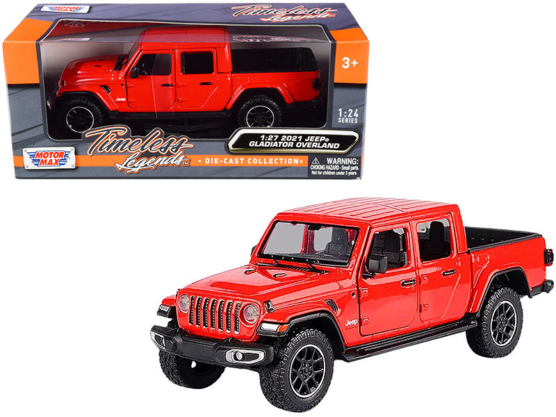 2021 Jeep Gladiator Overland (Closed Top) Pickup Truck Red 1/24-1/27 Diecast Model Car by Motormax-DiecastModeler.com