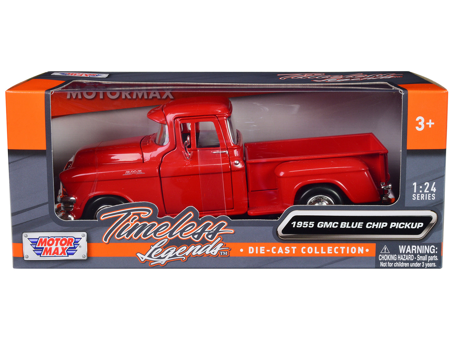 1955 GMC Blue Chip Pickup Truck Red "Timeless Legends" Series 1/24 Diecast Model Car by Motormax-DiecastModeler.com