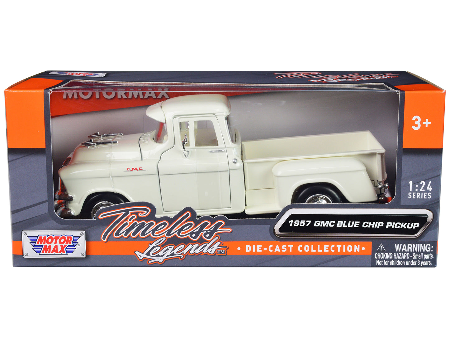 1957 GMC Blue Chip Pickup Truck White "Timeless Legends" Series 1/24 Diecast Model Car by Motormax-DiecastModeler.com