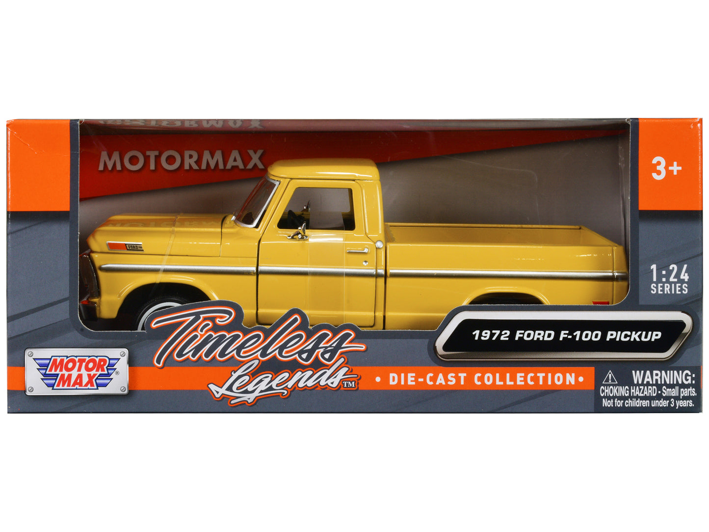 1972 Ford F-100 Pickup Truck Yellow "Timeless Legends" Series 1/24 Diecast Model Car by Motormax-DiecastModeler.com