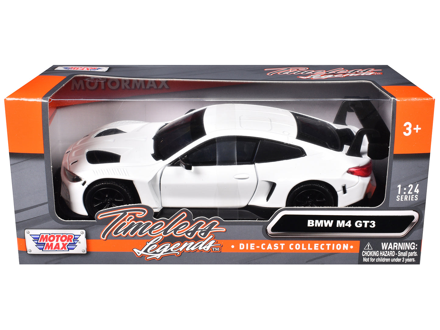 BMW M4 GT3 White "Timeless Legends" Series 1/24 Diecast Model Car by Motormax-DiecastModeler.com