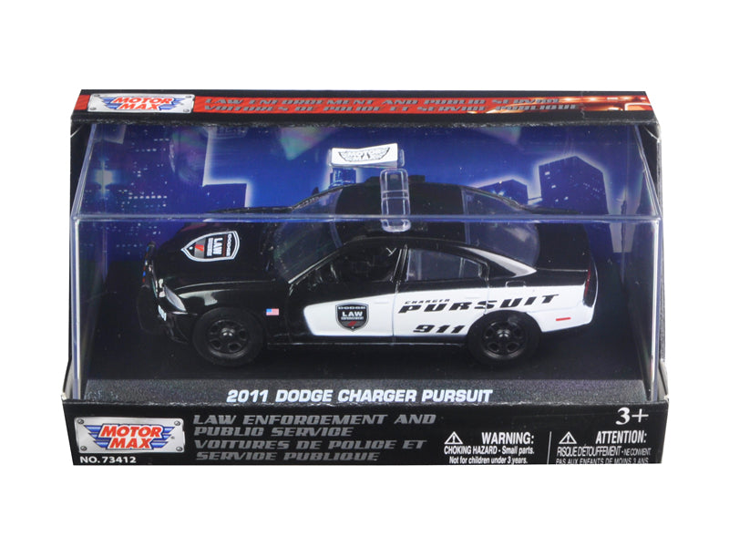 2011 Dodge Charger Pursuit Police Car In Display Showcase 1/43 Diecast Model Car by Motormax-DiecastModeler.com
