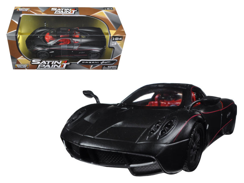 Pagani Huayra Matt Black with Red Interior 1/24 Diecast Model Car by Motormax-DiecastModeler.com