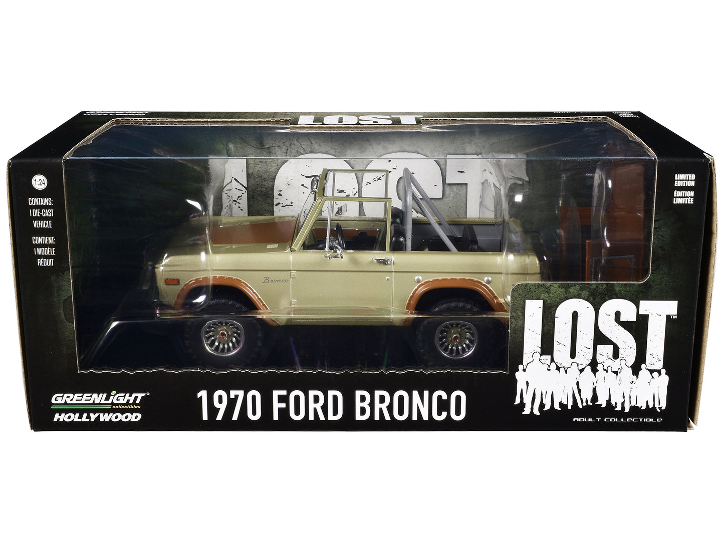 1970 Ford Bronco Gold Metallic with Brown Hood and Top "Lost" (2004-2010) TV Series "Hollywood" Series 20 1/24 Diecast Model Car by Greenlight-DiecastModeler.com