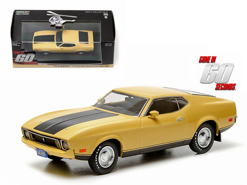 1973 Ford Mustang Mach 1 Yellow "Eleanor" "Gone in Sixty Seconds" Movie (1974) 1/43 Diecast Model Car by Greenlight-DiecastModeler.com