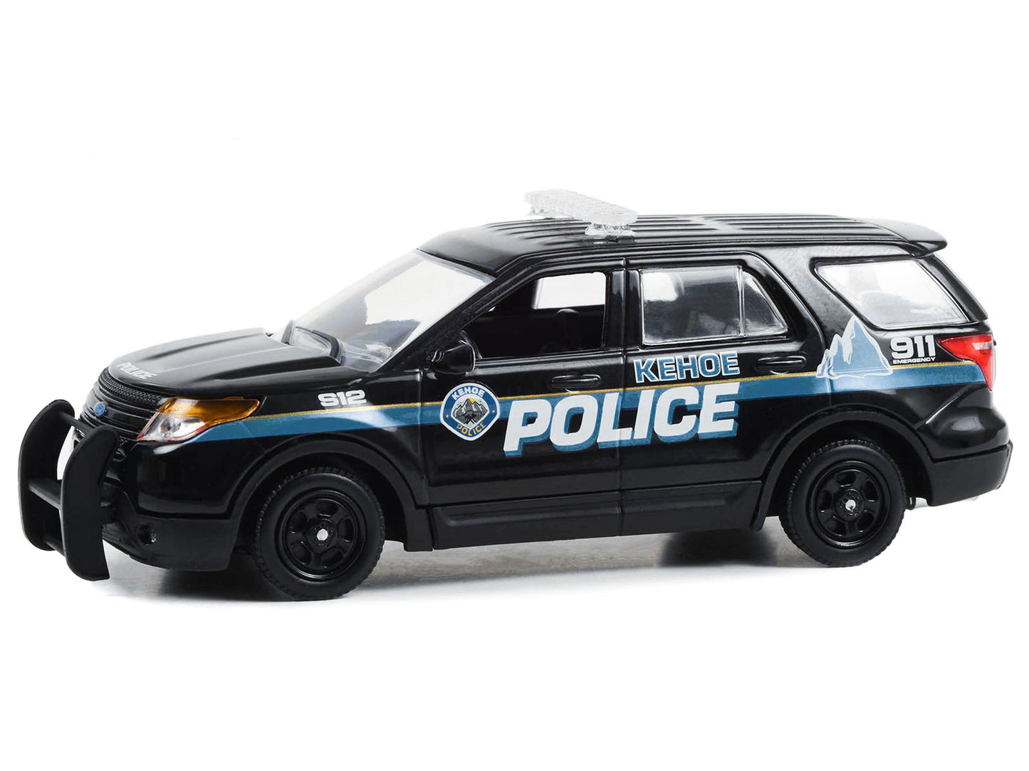 2013 Ford Police Interceptor Utility "Kehoe Police Department Kehoe Colorado" Black with White Stripes "Cold Pursuit" (2019) Movie 1/43 Diecast Model Car by Greenlight