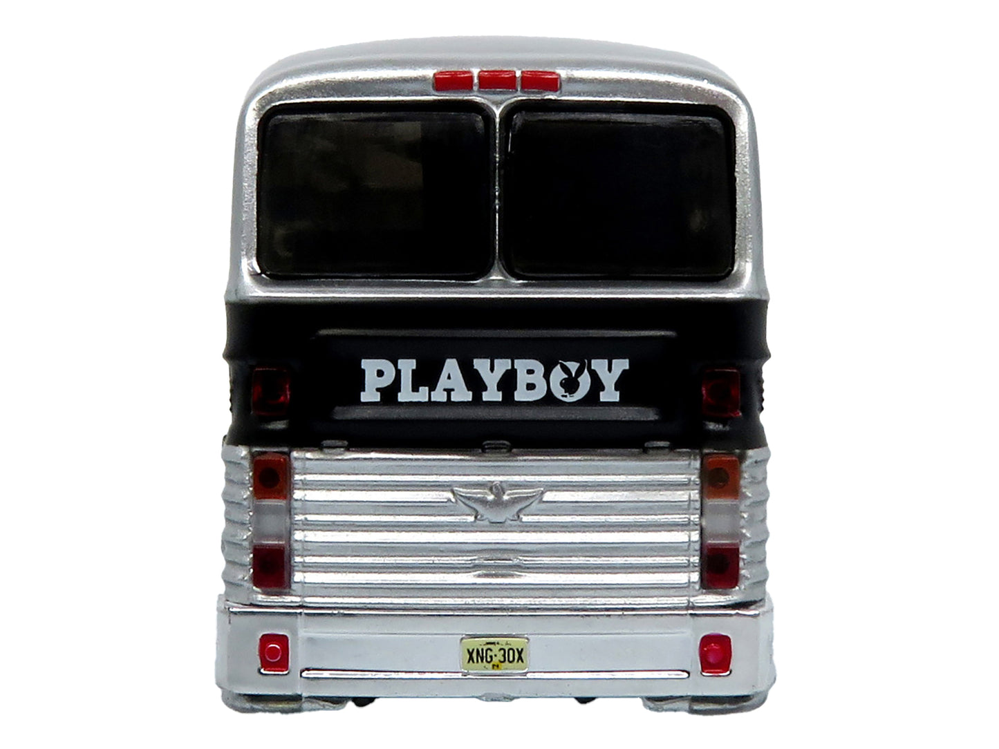 1969 Eagle Model 05 Coach Bus "The Playboy Hotel & Casino" Silver and Black Limited Edition to 504 pieces Worldwide 1/87 (HO) Diecast Model by Iconic Replicas