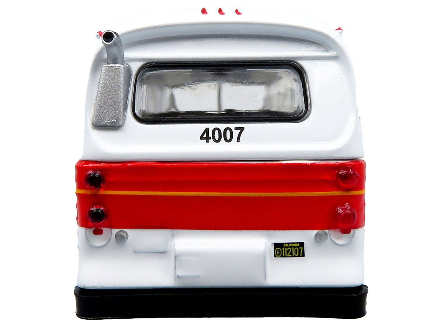 Flxible 53102 New Look Transit Bus "San Francisco MUNI - Landor Scheme" White with Red and Yellow Stripes "Vintage Bus & Motorcoach Collection" Limited Edition 1/87 (HO) Diecast Model by Iconic Replicas