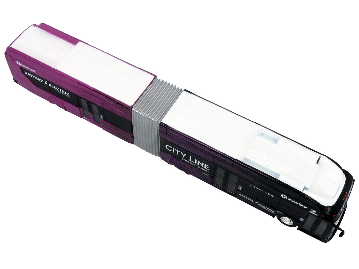 New Flyer Xcelsior XE60 Articulated Transit Bus "Spokane Transit City Line" Black and Purple "The Bus & Motorcoach Collection" Limited Edition 1/87 (HO) Diecast Model by Iconic Replicas