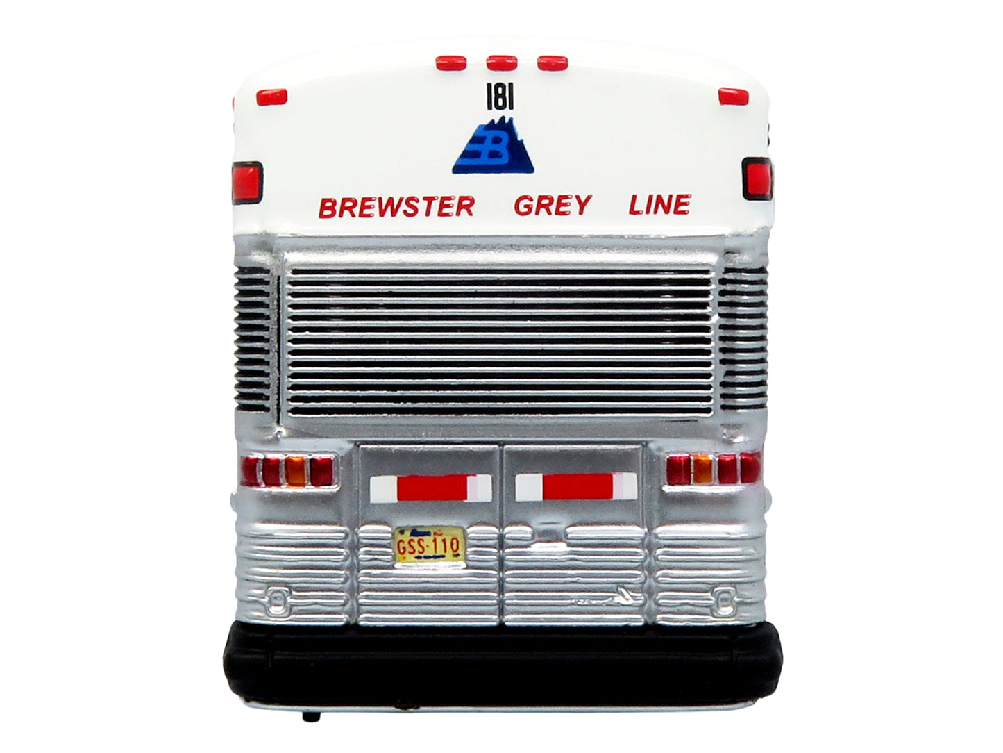2001 MCI D4000 Coach Bus "Brewster Gray Line" White with Blue Stripes "Vintage Bus & Motorcoach Collection" Limited Edition to 504 pieces Worldwide 1/87 (HO) Diecast Model by Iconic Replicas-DiecastModeler.com