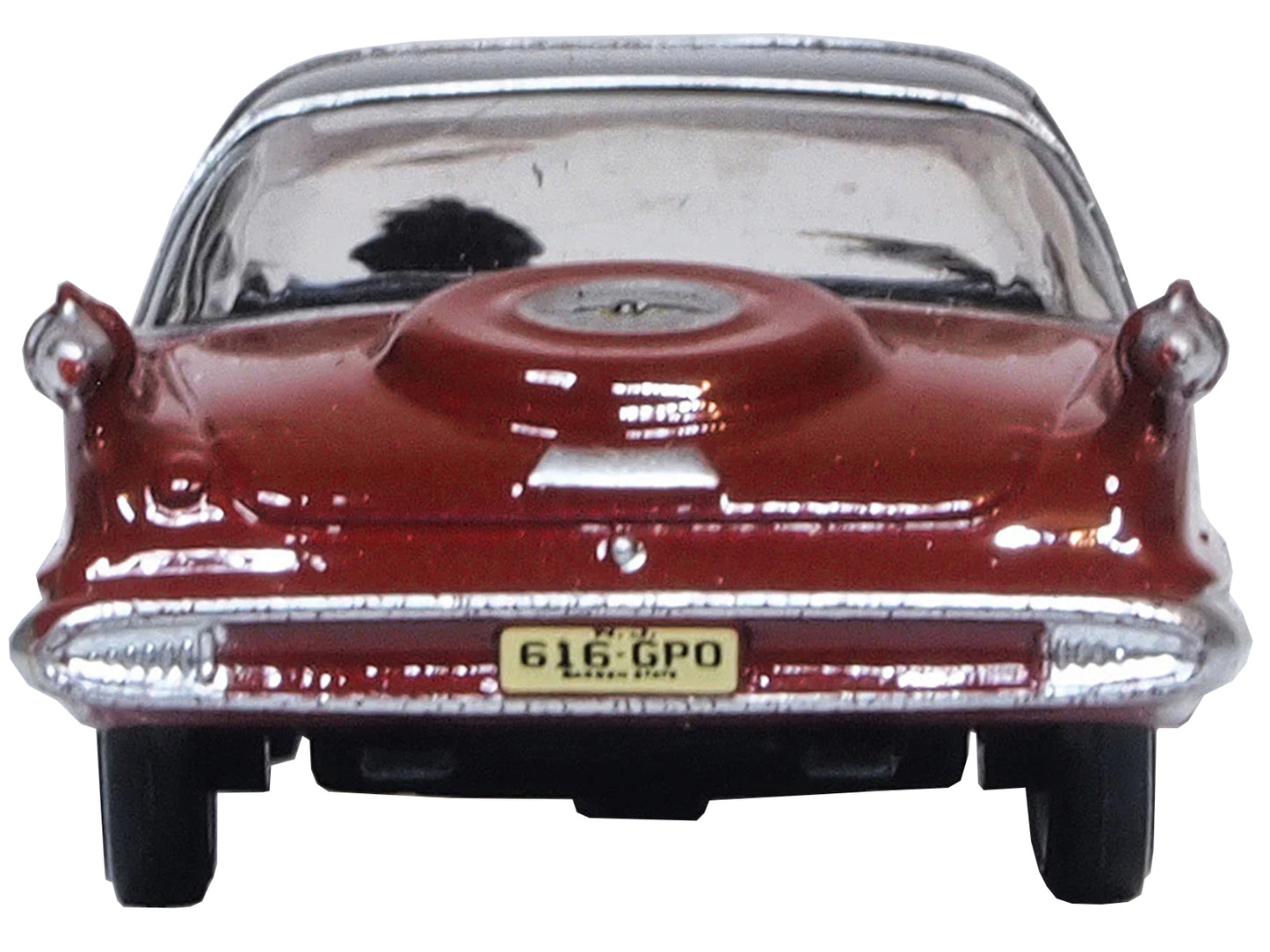 1959 Chrysler Imperial Crown 2 Door Hardtop Radiant Red with Black Top 1/87 (HO) Scale Diecast Model Car by Oxford Diecast-DiecastModeler.com