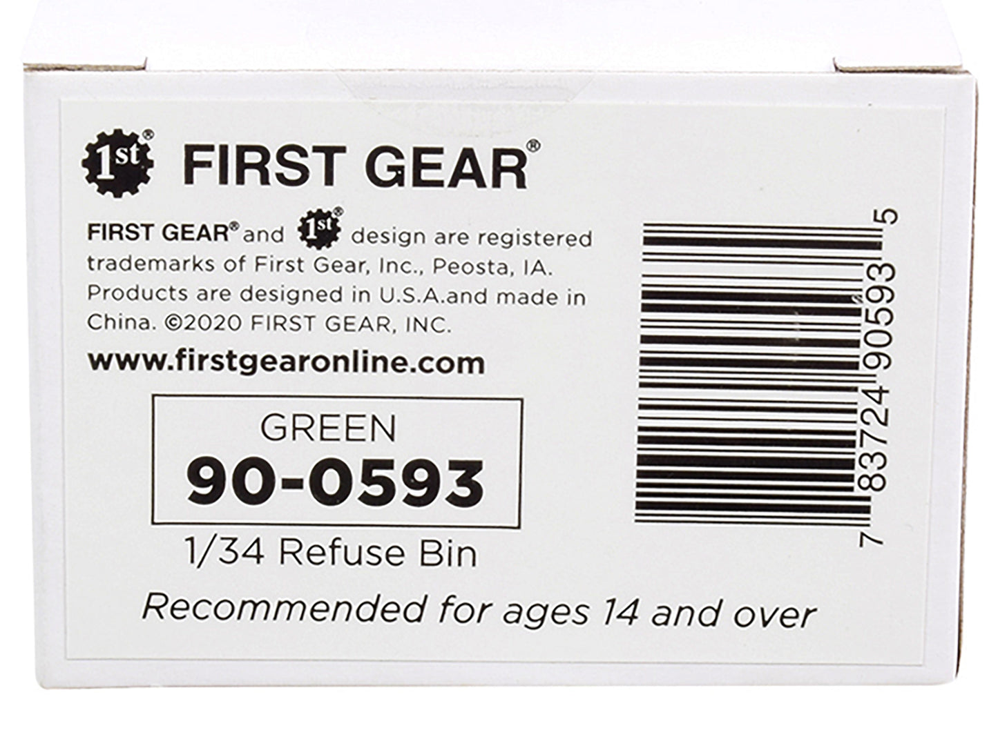 Refuse Trash Bin Green 1/34 Diecast Model by First Gear