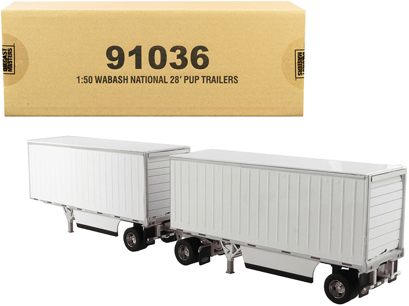 Wabash National 28' Double Pup Trailers White "Transport Series" 1/50 Diecast Model by Diecast Masters-DiecastModeler.com
