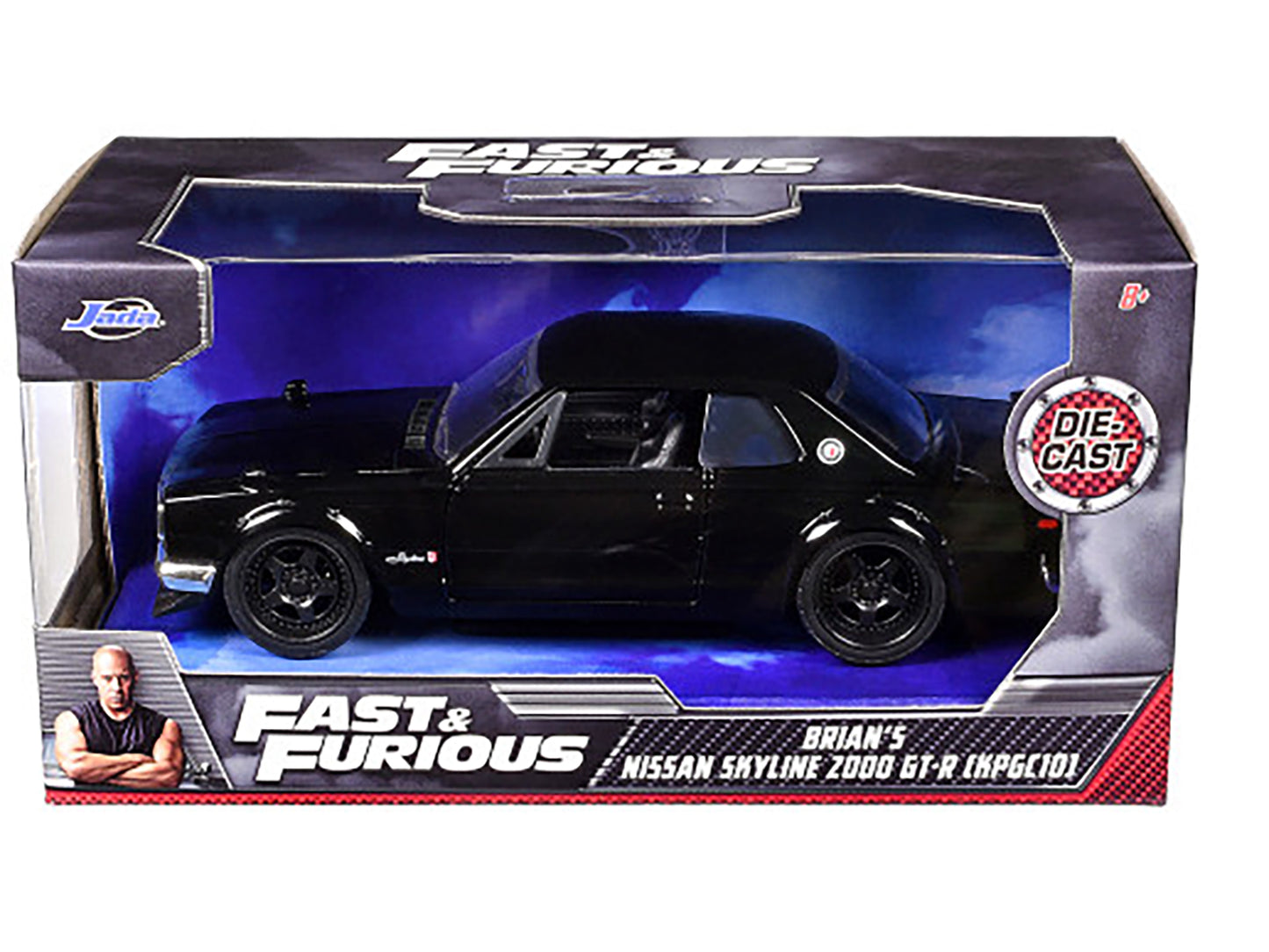 Brian's Nissan Skyline 2000 GT-R (KPGC10) Black "Fast & Furious" Movie 1/32 Diecast Model Car by Jada-DiecastModeler.com