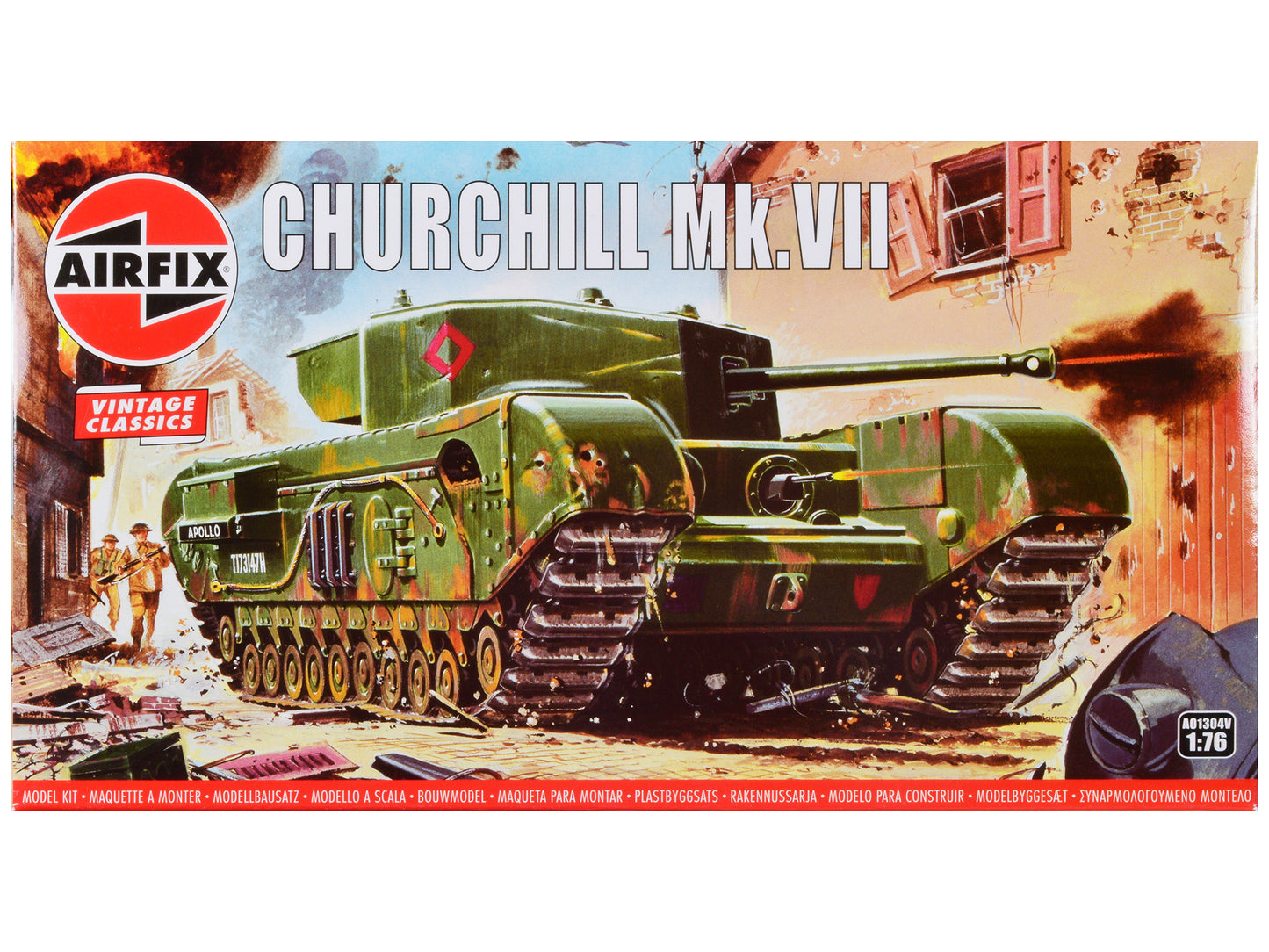 Level 2 Model Kit British Churchill Mk.VII Tank 1/76 Plastic Model Kit by Airfix-DiecastModeler.com