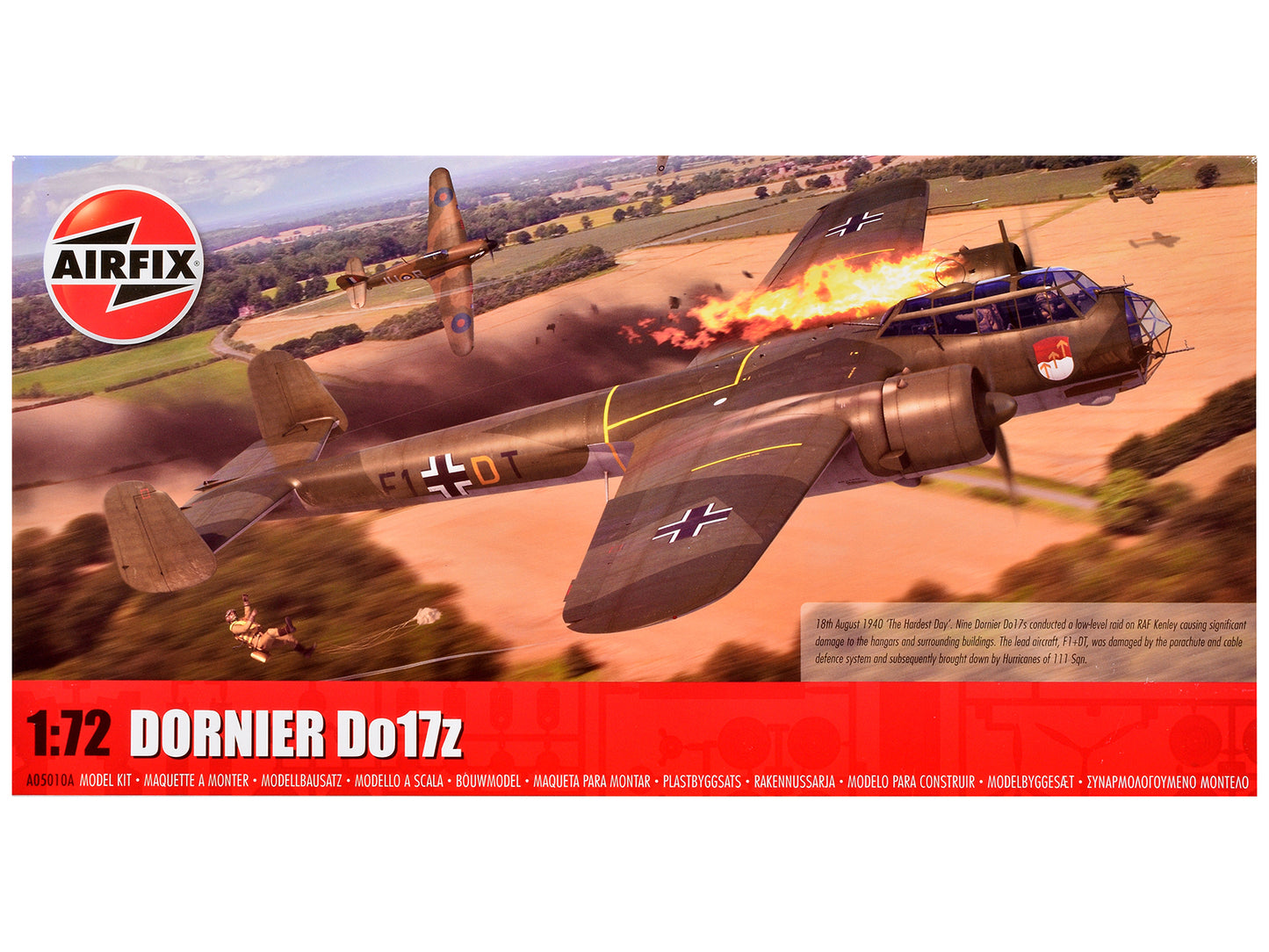 Level 3 Model Kit Dornier Do 17z Bomber Aircraft with 2 Scheme Options 1/72 Plastic Model Kit by Airfix-DiecastModeler.com