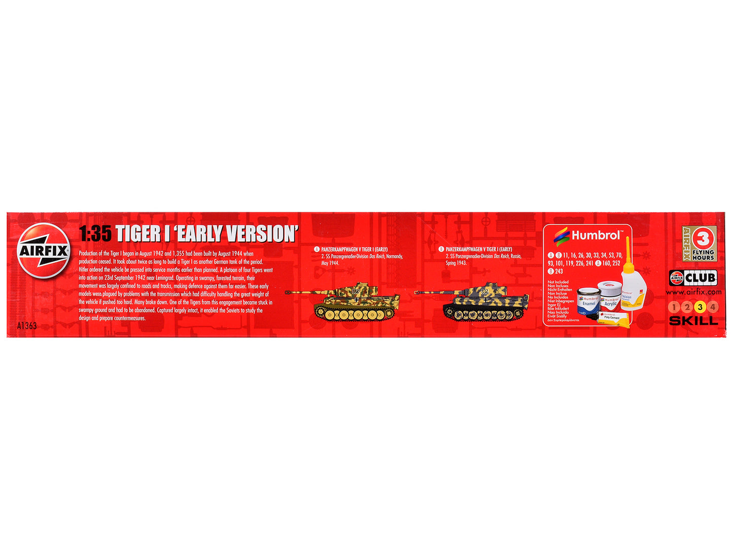 Level 3 Model Kit German Tiger I "Early Version" Tank with 2 Scheme Options 1/35 Plastic Model Kit by Airfix-DiecastModeler.com