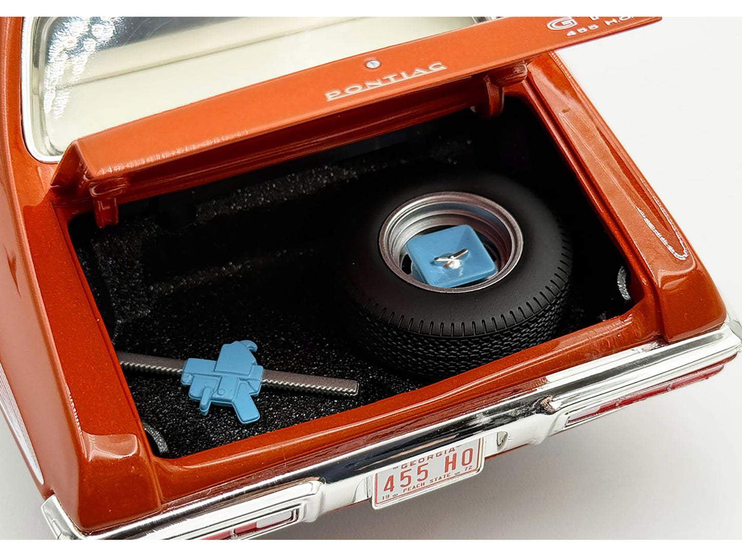 1972 Pontiac GTO LeMans Sundance Orange Metallic with GTO Stripes Limited Edition to 342 pieces Worldwide 1/18 Diecast Model Car by ACME