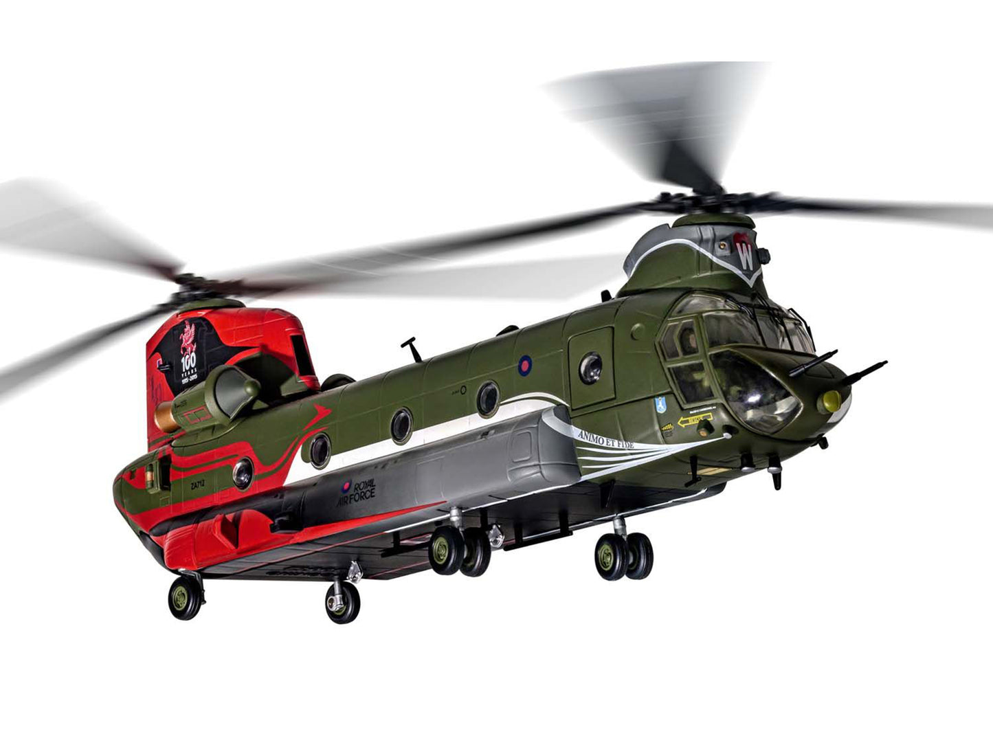 Boeing Chinook HC.4 Helicopter "ZA712 RAF No.18 (B) Squadron 100 Years Anniversary Scheme RAF Odiham" (September 2016) Royal Air Force "The Aviation Archive" Series 1/72 Diecast Model by Corgi-DiecastModeler.com