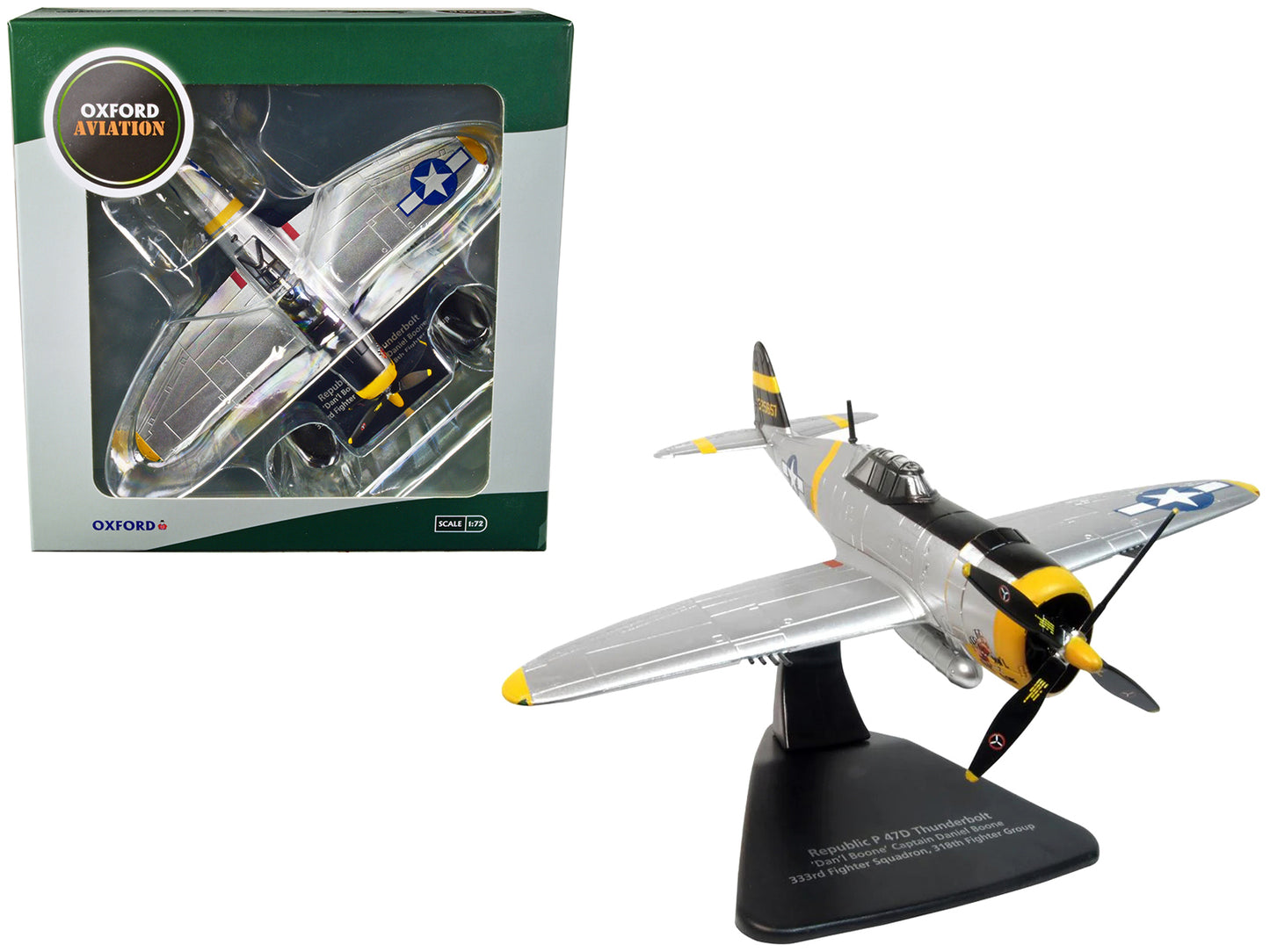 Republic P-47D Thunderbolt Fighter Plane USAAF "Captain Daniel Boone 333rd Fighter Squadron 318th Fighter Group" "Oxford Aviation" Series 1/72 Diecast Model Airplane by Oxford Diecast-DiecastModeler.com