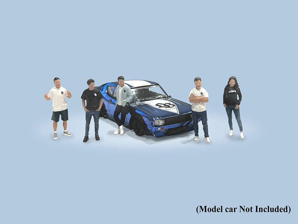 "Liberty Walk Team" 5 piece Diecast Figure Set (5 Figures) Limited Edition for 1/64 Scale Models by American Diorama-DiecastModeler.com