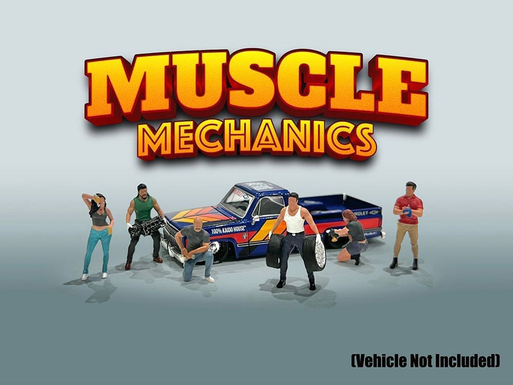 "Muscle Mechanics" 6 piece Diecast Figure Set (6 Figures) Limited Edition for 1/64 Scale Models by American Diorama
