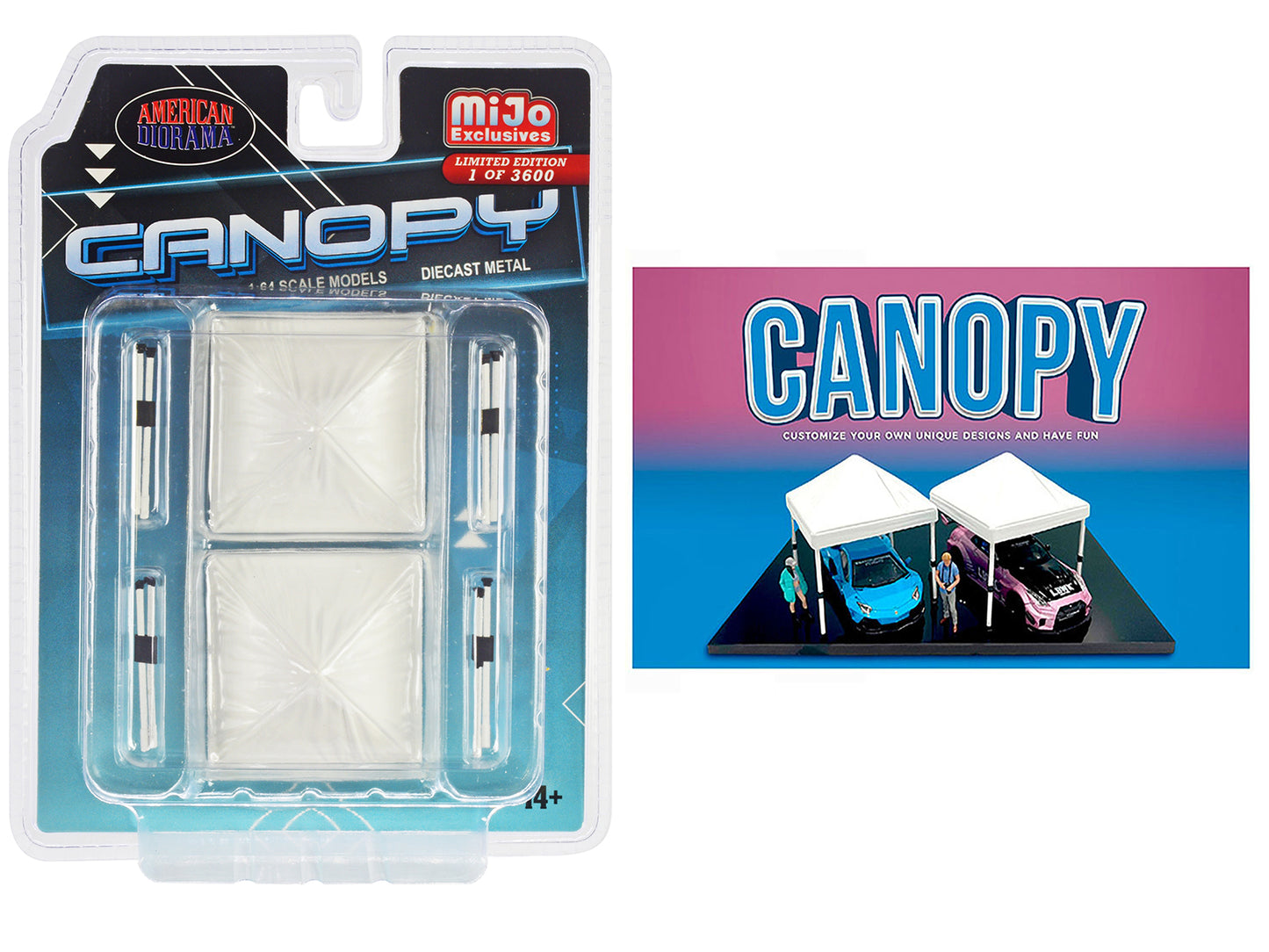 Canopy 2 Piece Set White Limited Edition to 3600 pieces Worldwide 1/64 Scale Models by American Diorama-DiecastModeler.com