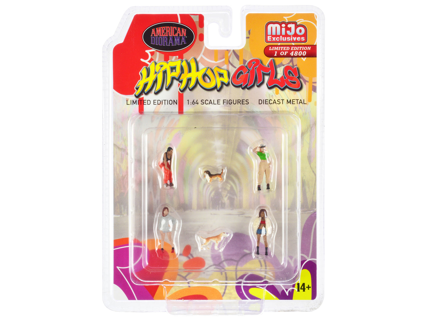 "Hip Hop Girls" 6 piece Diecast Set (4 Women 2 Dog Figures) Limited Edition to 4800 pieces Worldwide 1/64 Scale Models by American Diorama-DiecastModeler.com
