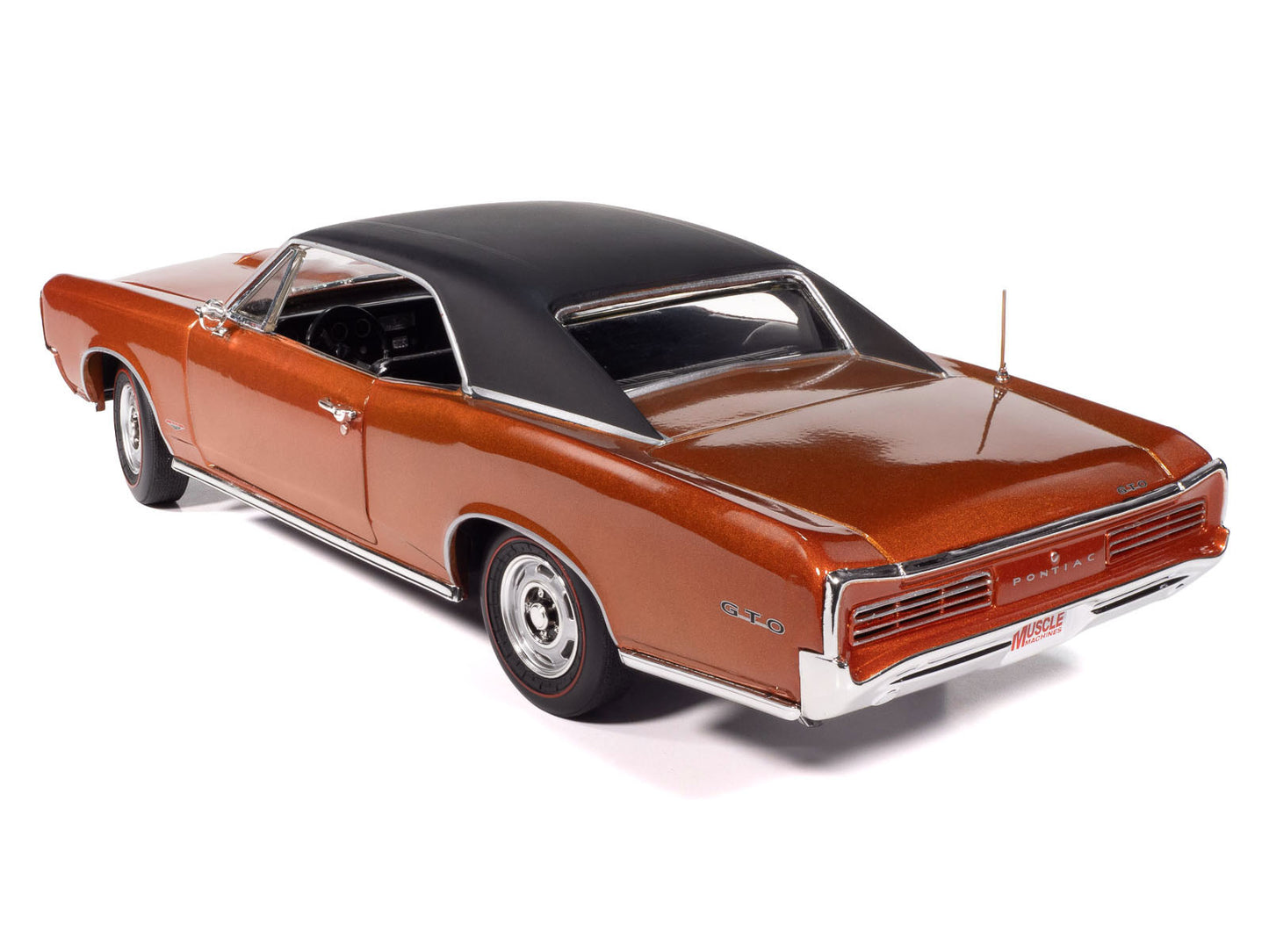 1966 Pontiac GTO Copper Blaze Metallic with Black Vinyl Top "Hemmings Muscle Machines July 2024 Cover Car" "American Muscle" Series 1/18 Diecast Model Car by Auto World