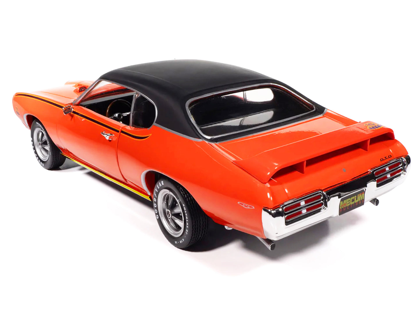 1969 Pontiac GTO Judge Carousel Red with Black Stripes and Black Vinyl Top "Mecum Auctions" "American Muscle" Series 1/18 Diecast Model Car by Auto World