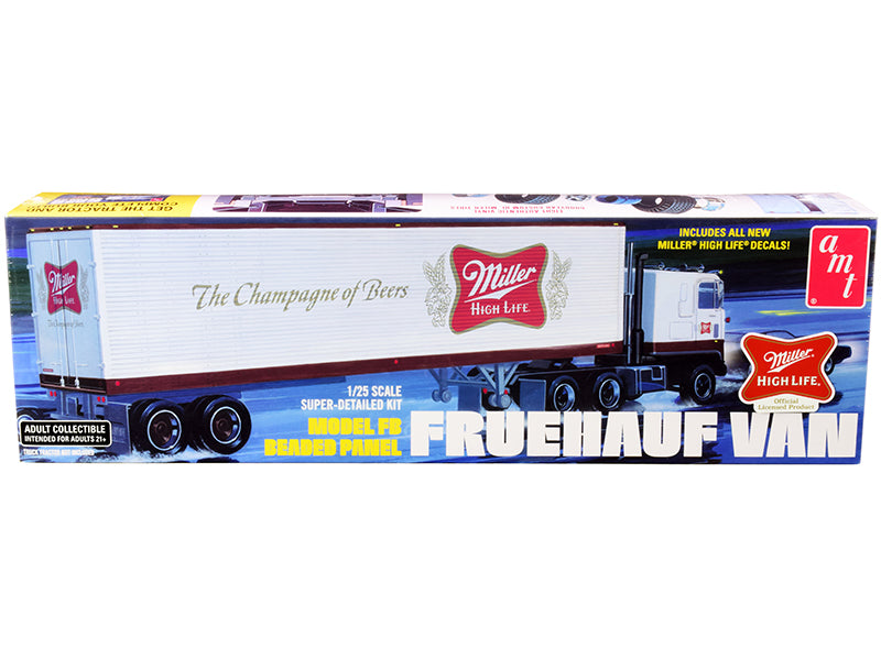 Skill 3 Model Kit Fruehauf FB Beaded Panel Van Trailer "Miller" 1/25 Scale Model by AMT-DiecastModeler.com