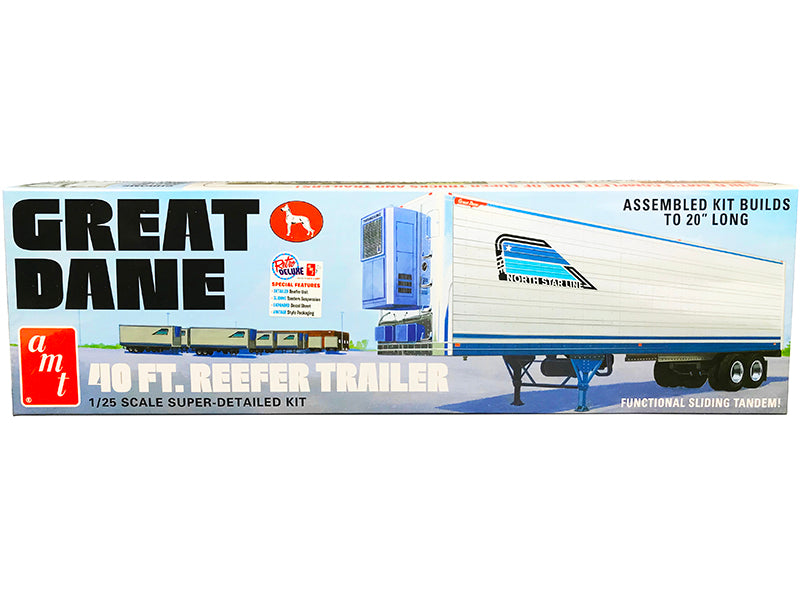Skill 3 Model Kit Great Dane 40 Ft. Reefer Refrigerated Trailer 1/25 Scale Model by AMT-DiecastModeler.com