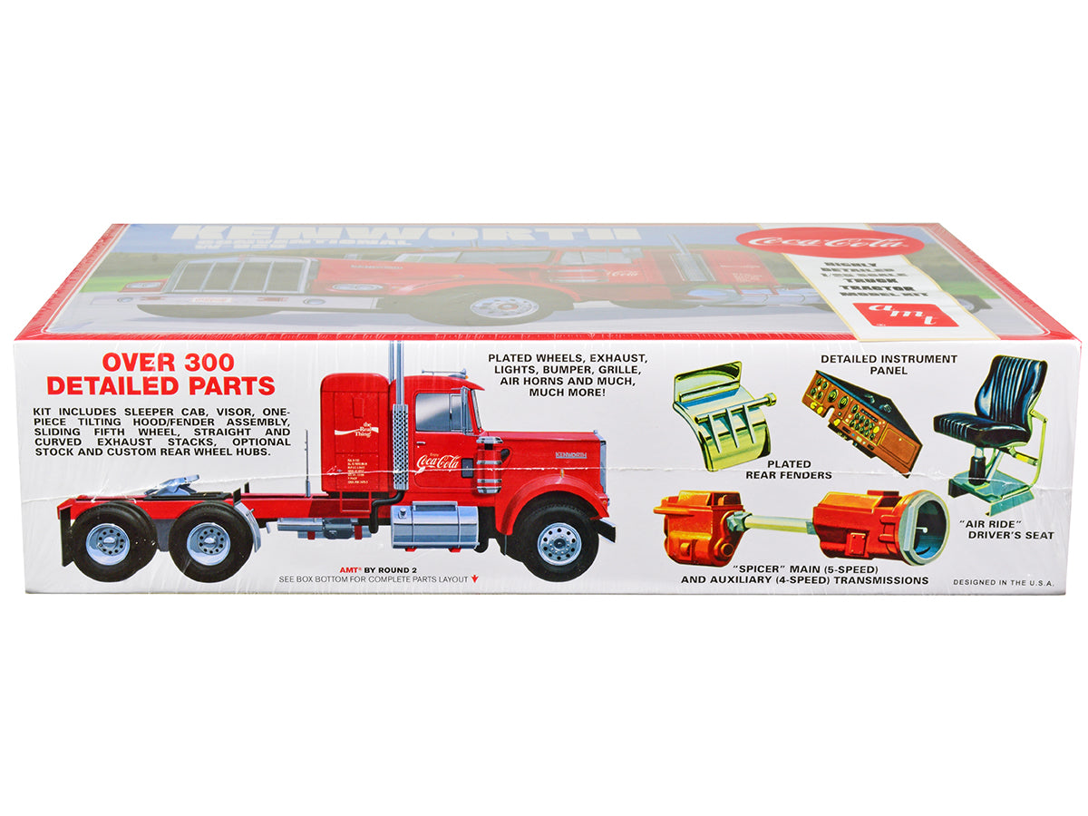 Skill 3 Model Kit Kenworth Conventional W-925 Tractor Truck "Coca-Cola" 1/25 Scale Model by AMT-DiecastModeler.com