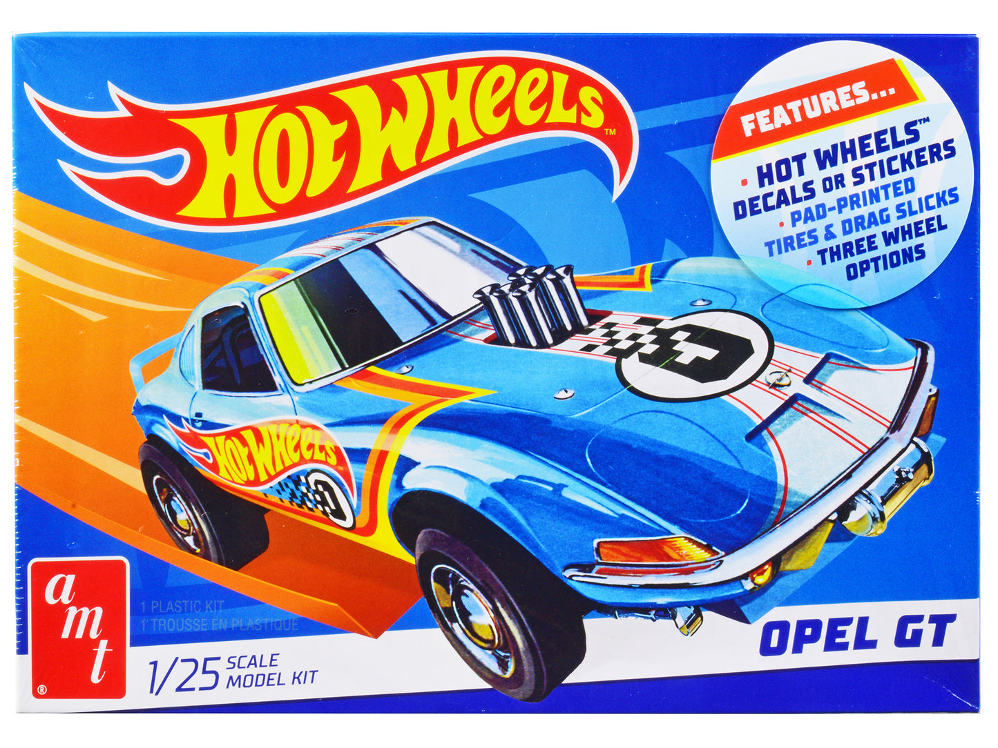 Skill 2 Model Kit Hot Wheels Opel GT 3-in-1 Kit 1/25 Scale Model by AMT-DiecastModeler.com