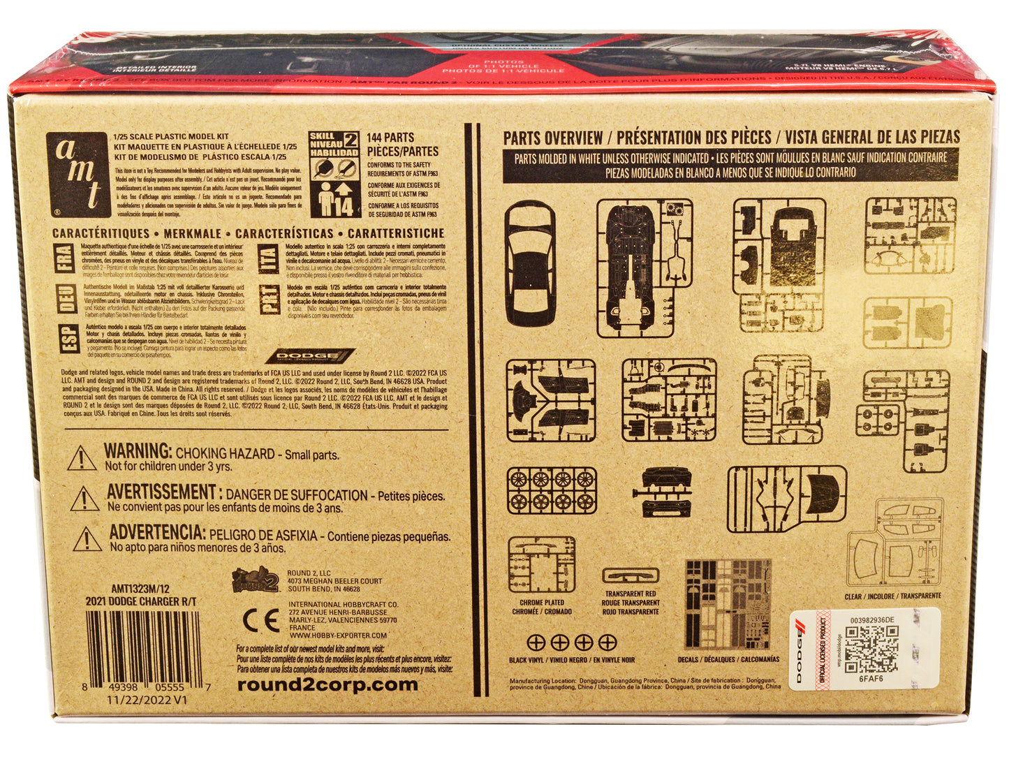Skill 2 Model Kit 2021 Dodge Charger R/T 1/25 Scale Model by AMT-DiecastModeler.com