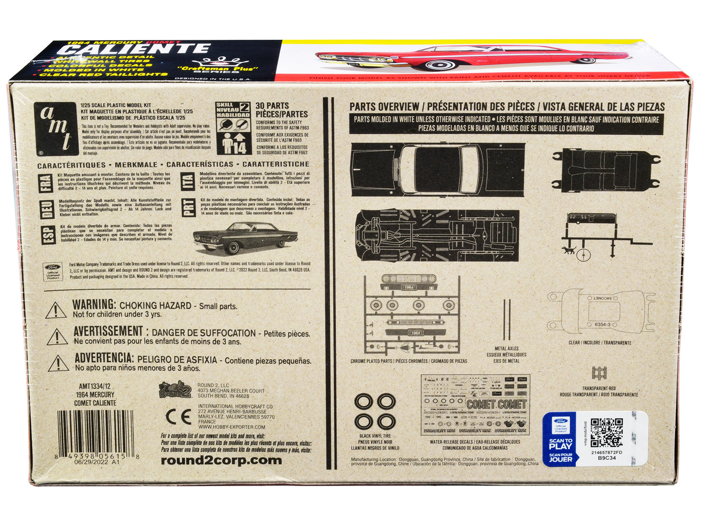 Skill 2 Model Kit 1964 Mercury Comet Caliente "Craftsman Plus" Series 1/25 Scale Model by AMT-DiecastModeler.com