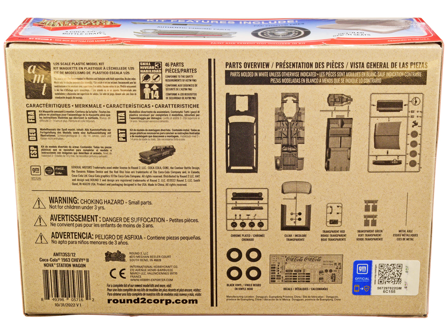 Skill 3 Model Kit 1963 Chevrolet II Nova Wagon "Coca-Cola" 1/25 Scale Model by AMT-DiecastModeler.com