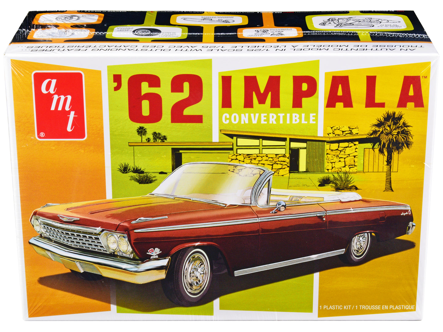 Skill 2 Model Kit 1962 Chevrolet Impala Convertible 1/25 Scale Model by AMT-DiecastModeler.com