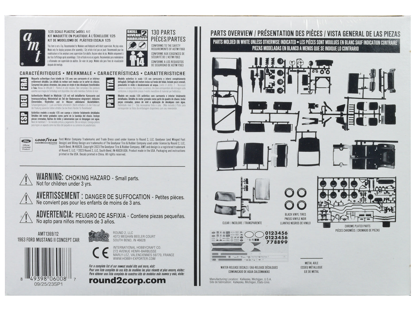 Skill 2 Model Kit 1963 Ford Mustang II Concept Car 1/25 Scale Model by AMT-DiecastModeler.com