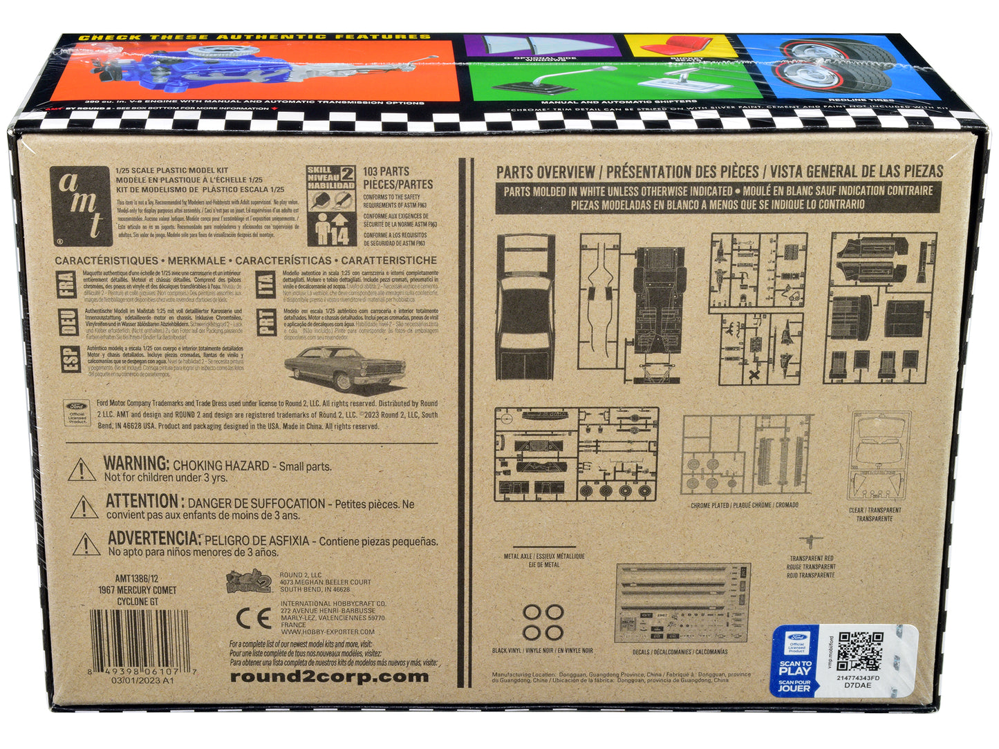 Skill 2 Model Kit 1967 Mercury Comet Cyclone GT 1/25 Scale Model by AMT-DiecastModeler.com