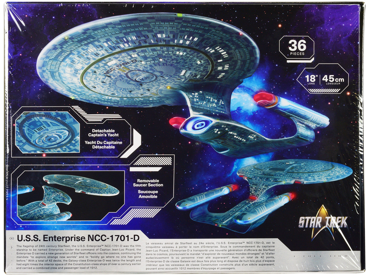 Skill 2 Model Kit U.S.S. Enterprise NCC-1701-D Space Ship "Star Trek: The Next Generation" (1987-1994) TV Series 1/1400 Scale Model by AMT-DiecastModeler.com