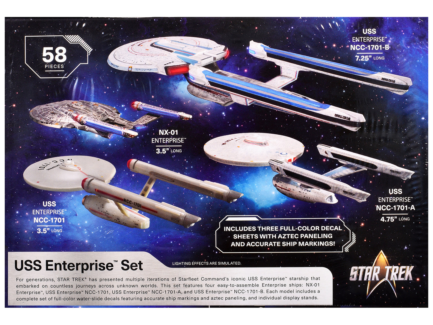 Skill 2 Model Kit U.S.S. Enterprise Four Ship Set "Star Trek" 1/2500 Scale Model by AMT-DiecastModeler.com