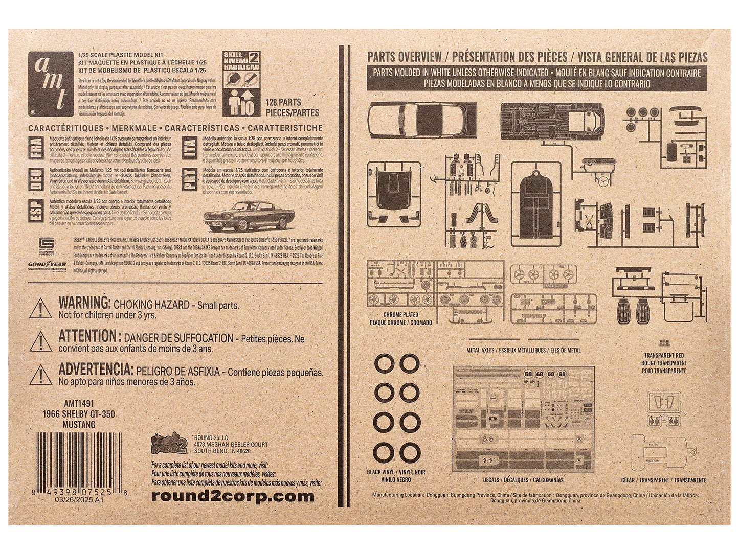 Skill 2 Model Kit 1966 Shelby Mustang GT-350 1/25 Scale Model by AMT-DiecastModeler.com