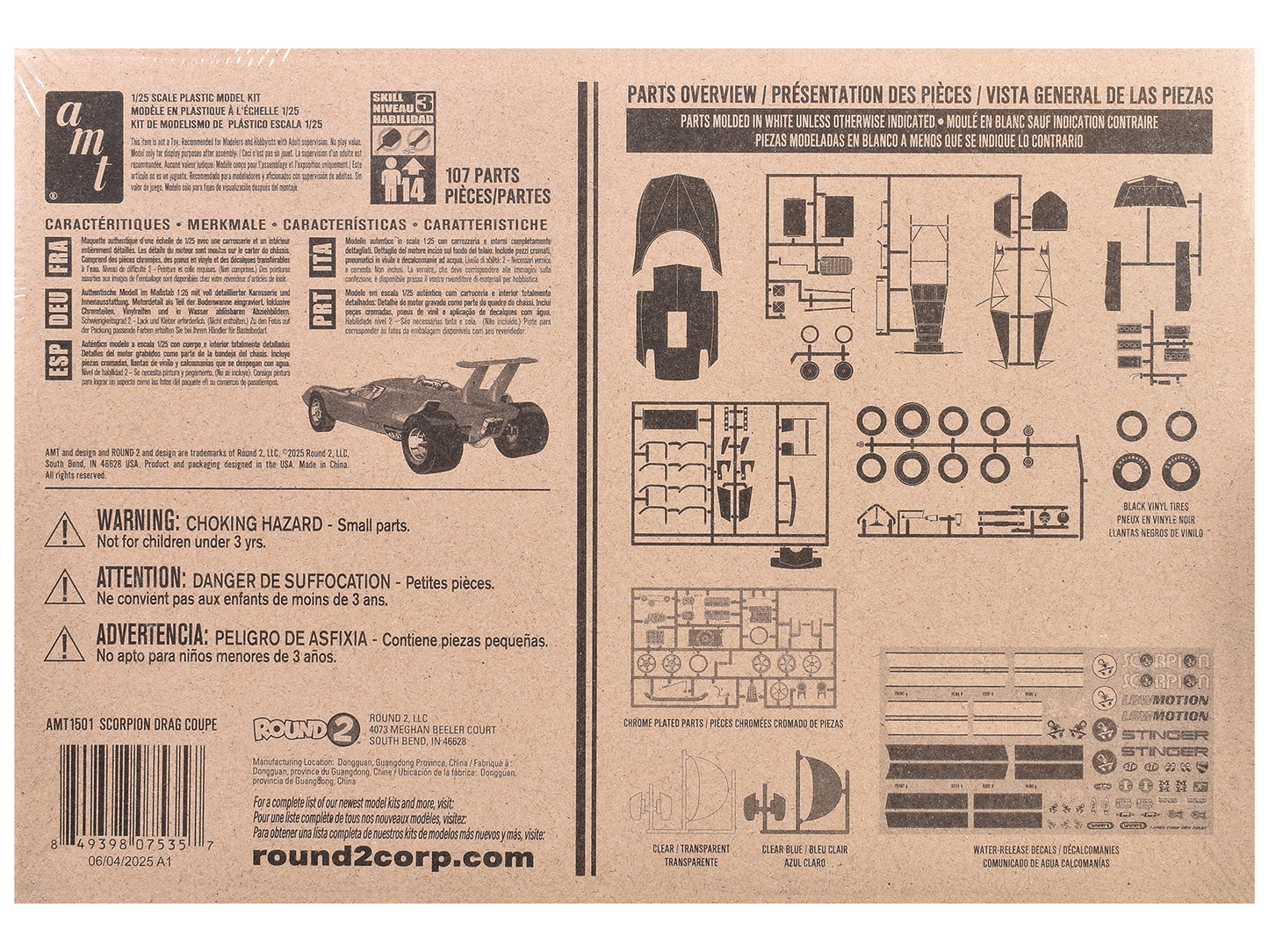 Skill 3 Model Kit Scorpion Mid-Engine Drag Coupe 1/25 Scale Model by AMT
