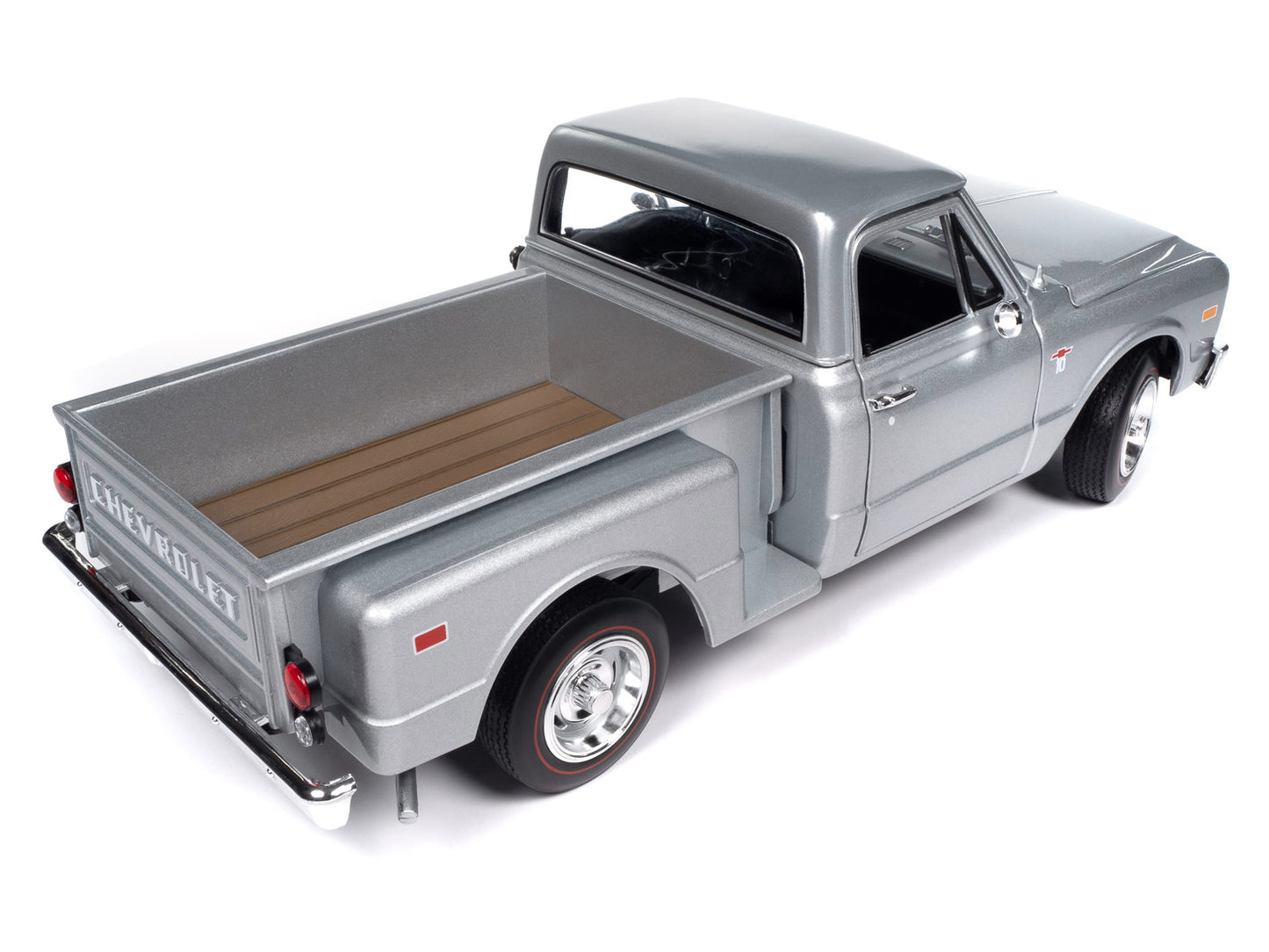 1968 Chevrolet C10 Stepside Pickup Truck Silver Metallic 1/18 Diecast Model Car by Auto World