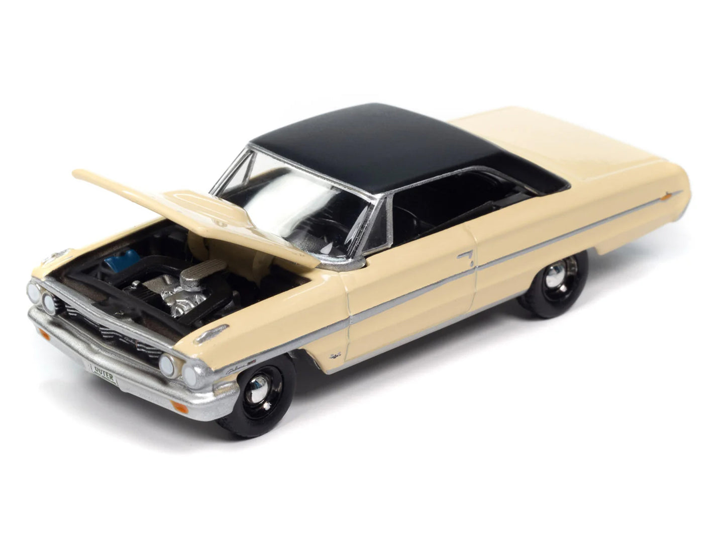 1964 Ford Galaxie 500 XL Sunshine Yellow with Black Top "Vintage Muscle" Series 1/64 Diecast Model Car by Auto World-DiecastModeler.com