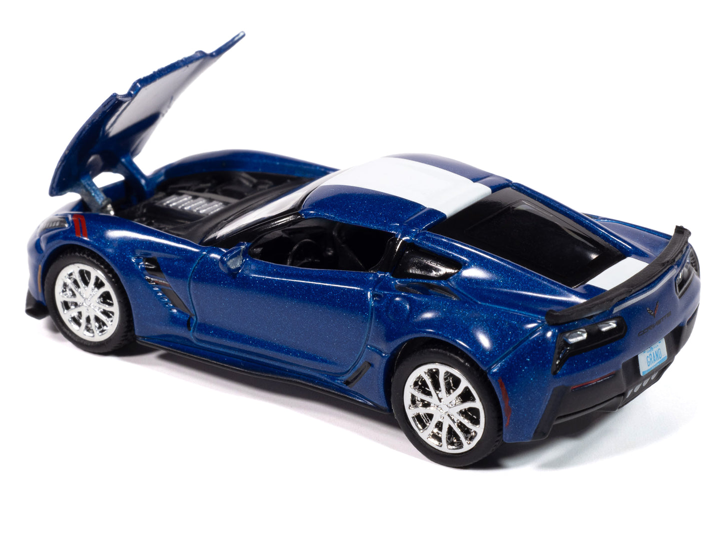 2018 Chevrolet Corvette Grand Sport Admiral Blue with White Stripe "Sports Cars" Series 1/64 Diecast Model Car by Auto World-DiecastModeler.com