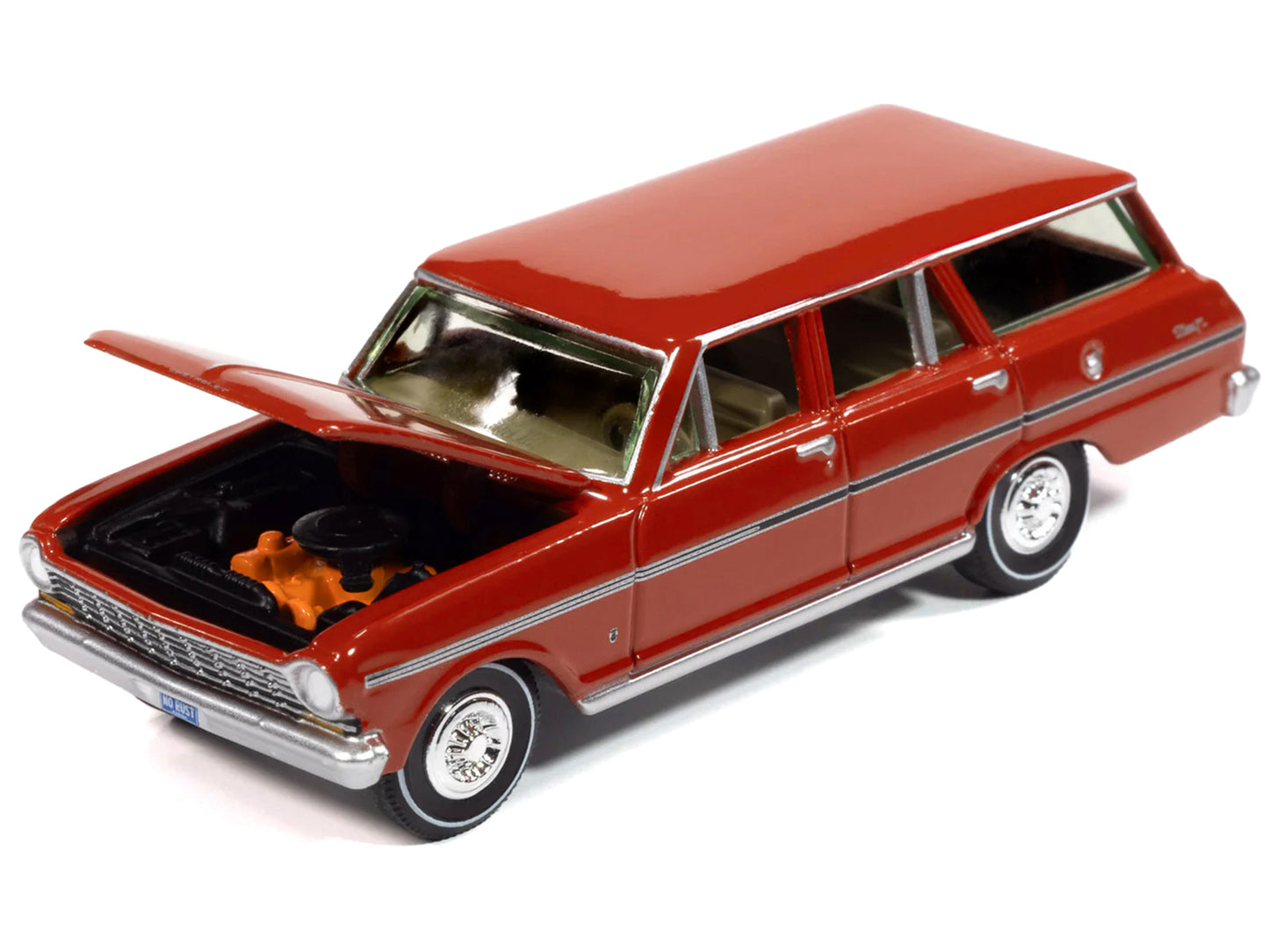 1963 Chevrolet II Nova 400 Wagon Riverside Red "Vintage Muscle" Series 1/64 Diecast Model Car by Auto World