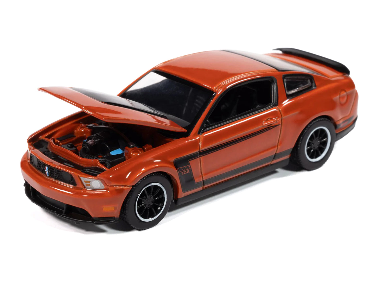 2012 Ford Mustang Boss 302 Competition Orange with Black Accents "Modern Muscle" Series 1/64 Diecast Model Car by Auto World-DiecastModeler.com