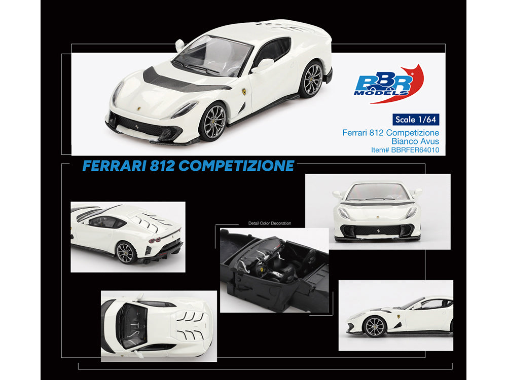 Ferrari 812 Competizione Bianco Avus White 1/64 Diecast Model Car by BBR